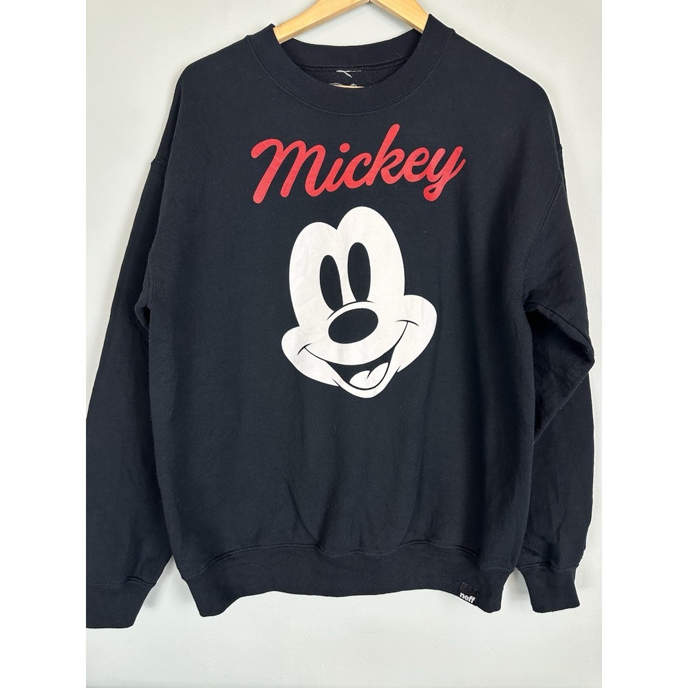 Disney Mickey Sweatshirt Unisex Medium Black Neff Crewneck Pullover Graphic